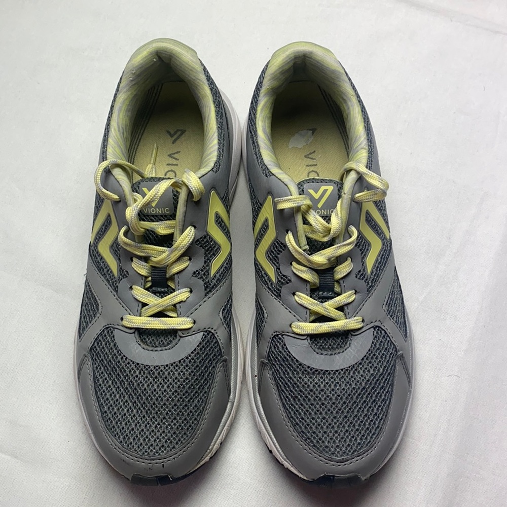 Vionic Size 10 Women 335 Drift Satima Sneakers Athletic Running Grey Yellow